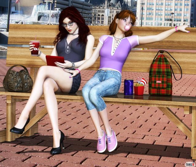 Сексуальные девчонки с большими сиськами в 3D порно