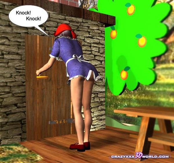 3D порно: сексуальная девочка в костюме Красной шапочки ебется на сцене